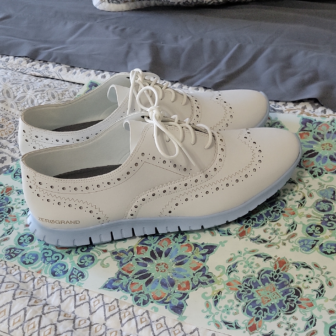 Cole Haan Zerogrand Wingtip Oxfords, White And Blue, Size 9.5, Nwot